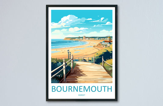 Bournemouth Travel Print Wall Art Bournemouth Wall Hanging Home Décor Bournemouth Gift Art Lovers Dorset Art Lover Gift Bournemouth