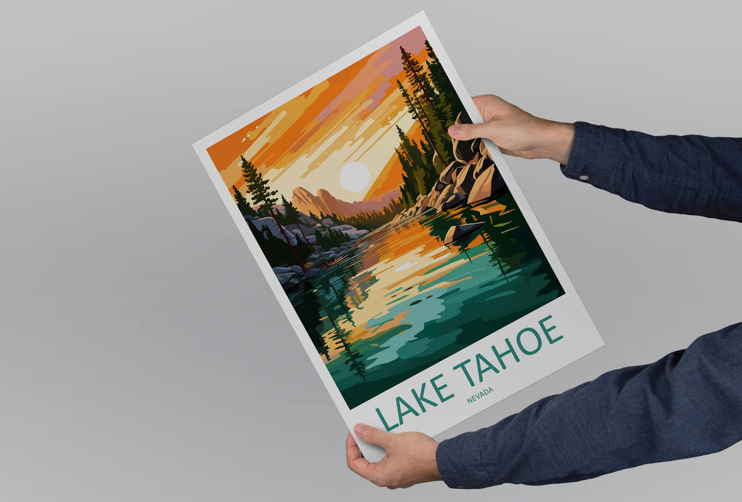 Lake Tahoe Travel Print Wall Art Lake Tahoe Wall Hanging Home Décor Lake Tahoe Gift Art Lovers Nevada Art Lover Gift Lake Tahoe Decor
