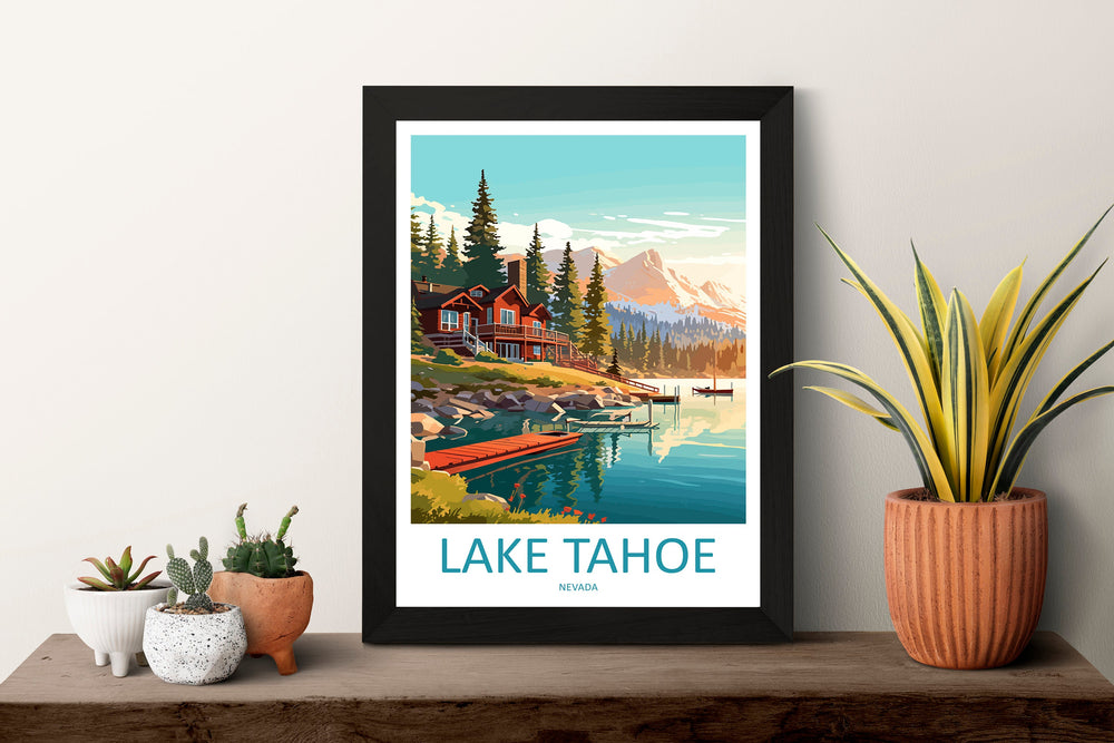 Lake Tahoe Travel Print Wall Art Lake Tahoe Wall Hanging Home Décor Lake Tahoe Gift Art Lovers Nevada Art Lover Gift Lake Tahoe Decor