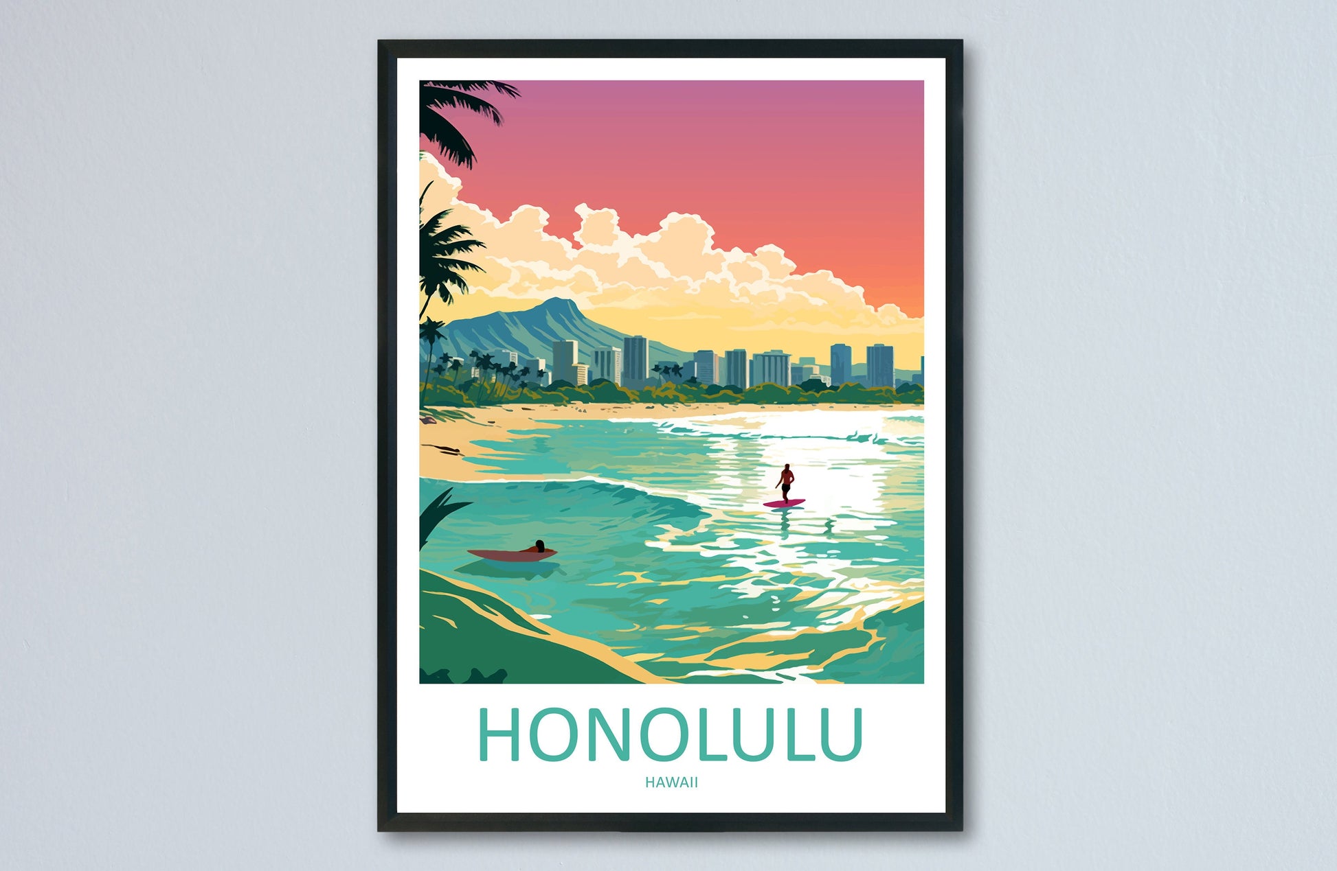 Honolulu Travel Print Wall Art Honolulu Wall Hanging Home Décor Honolulu Gift Art Lovers Hawaii Art Lover Gift Print Artwork