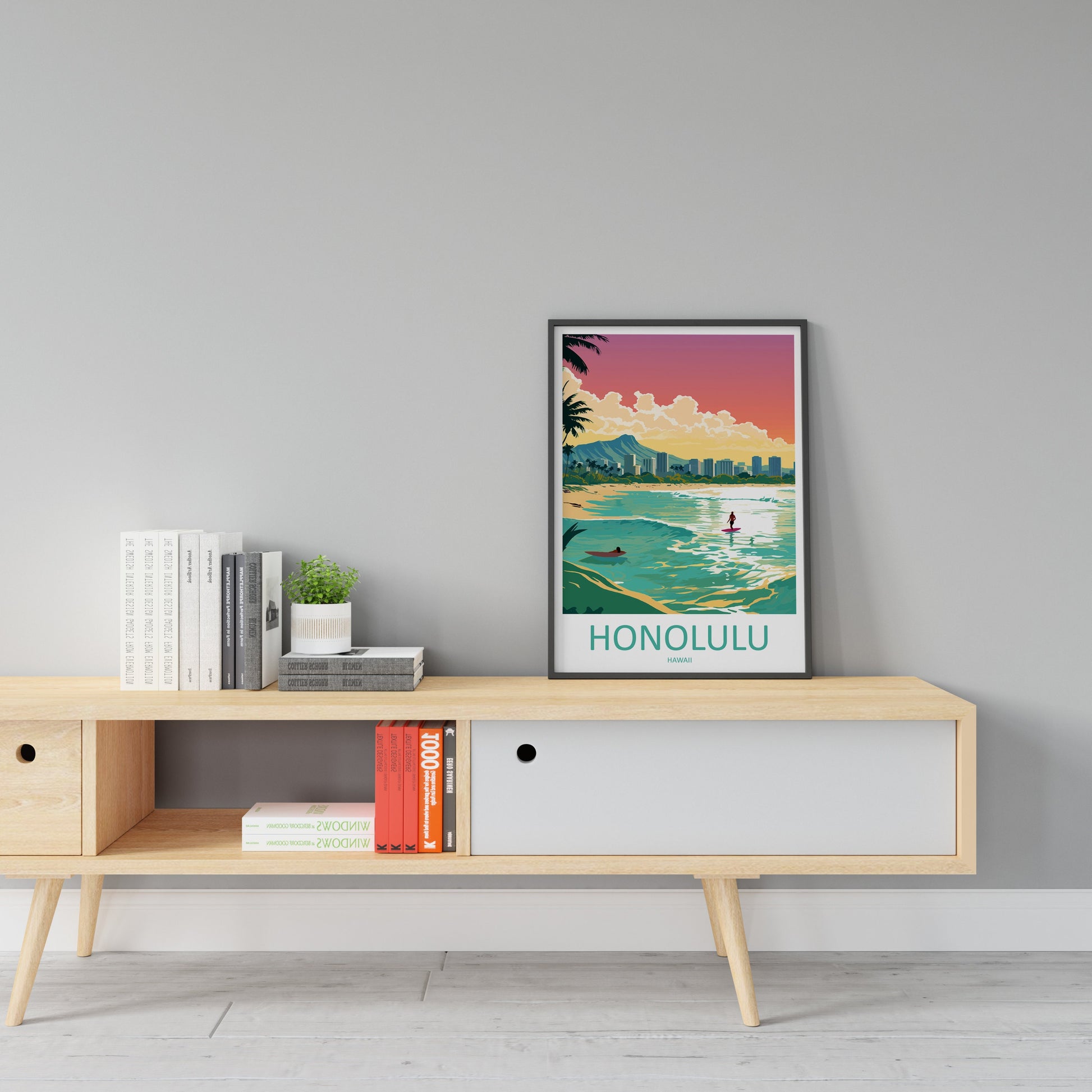 Honolulu Travel Print Wall Art Honolulu Wall Hanging Home Décor Honolulu Gift Art Lovers Hawaii Art Lover Gift Print Artwork