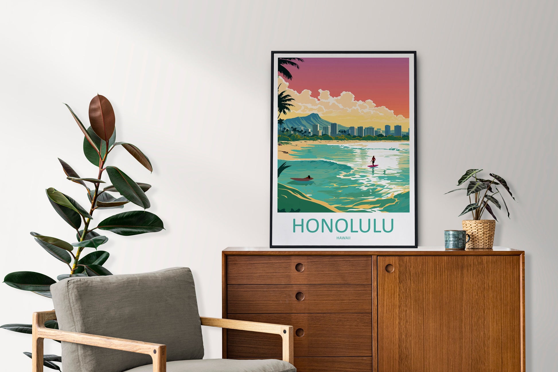 Honolulu Travel Print Wall Art Honolulu Wall Hanging Home Décor Honolulu Gift Art Lovers Hawaii Art Lover Gift Print Artwork