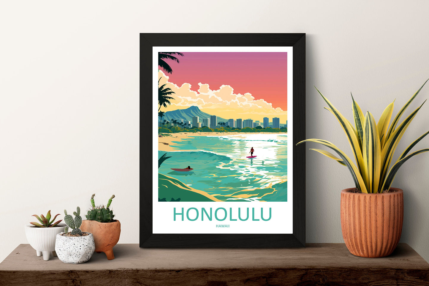 Honolulu Travel Print Wall Art Honolulu Wall Hanging Home Décor Honolulu Gift Art Lovers Hawaii Art Lover Gift Print Artwork