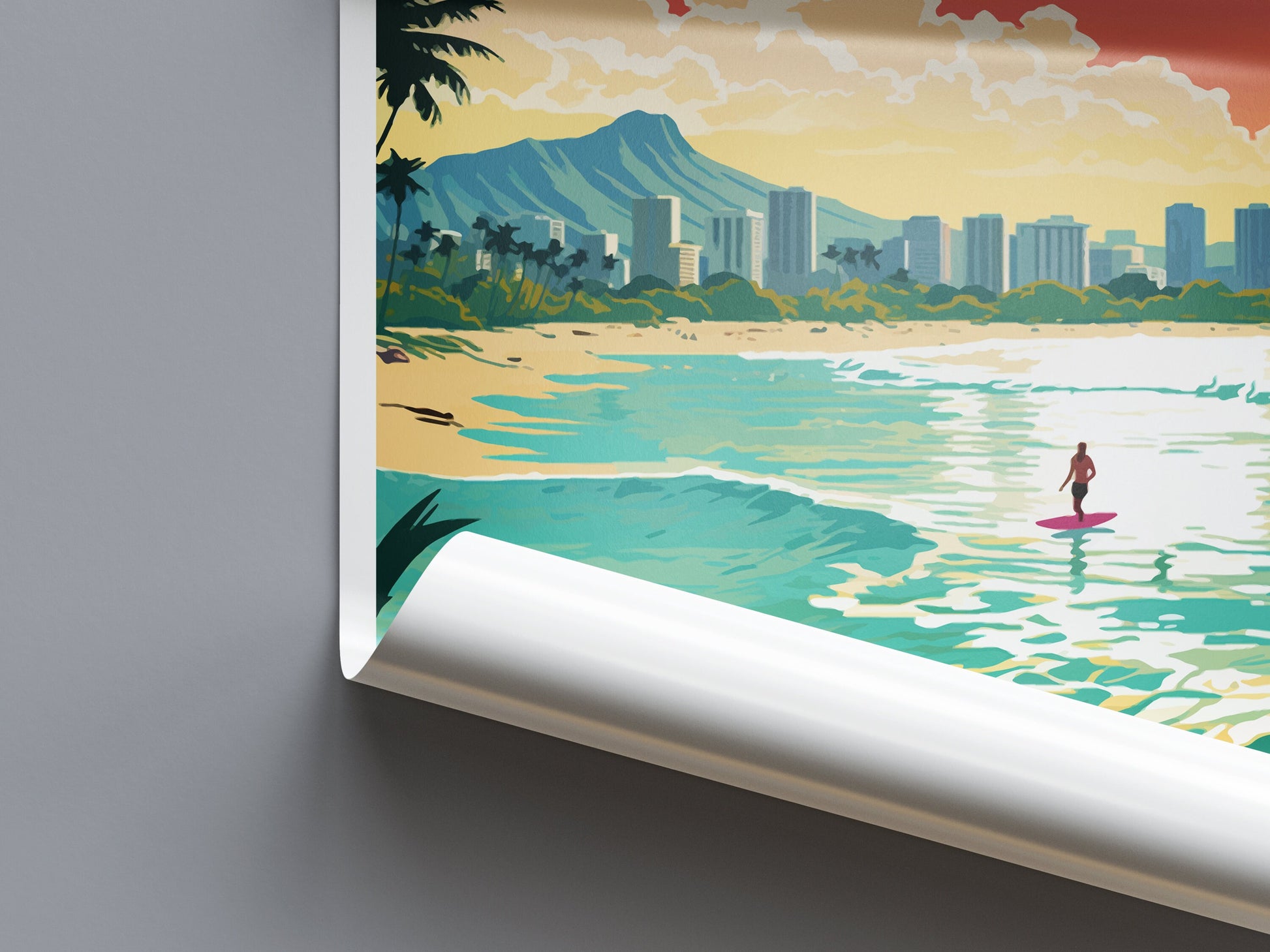 Honolulu Travel Print Wall Art Honolulu Wall Hanging Home Décor Honolulu Gift Art Lovers Hawaii Art Lover Gift Print Artwork
