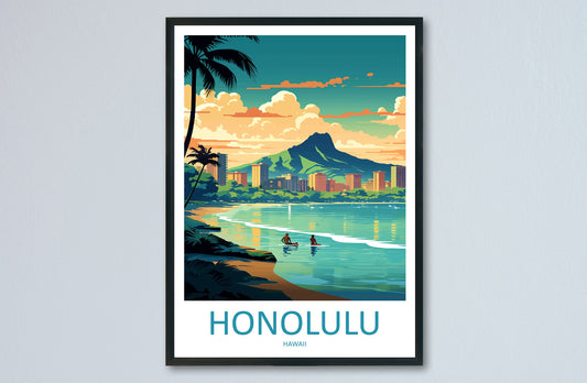 Honolulu Travel Print Wall Art Honolulu Wall Hanging Home Décor Honolulu Gift Art Lovers Hawaii Art Lover Gift Print Artwork