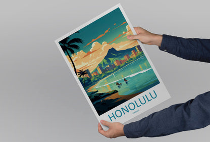 Honolulu Travel Print Wall Art Honolulu Wall Hanging Home Décor Honolulu Gift Art Lovers Hawaii Art Lover Gift Print Artwork
