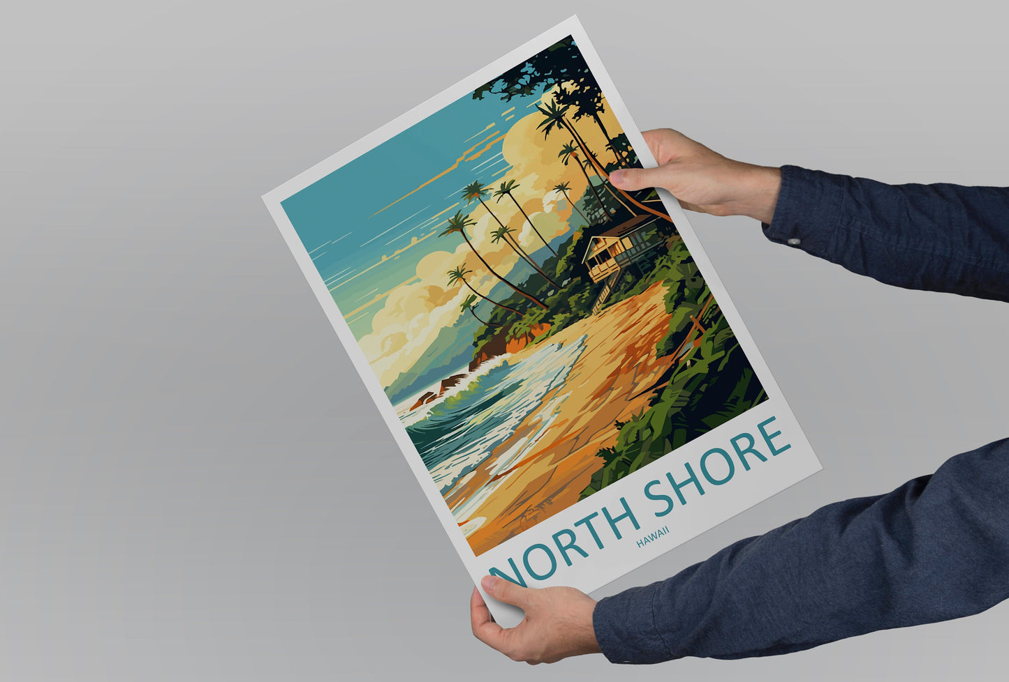 North Shore Travel Print Wall Art North Shore Wall Hanging Home Décor North Shore Gift Art Lovers Hawaii Art Lover Gift Print Artwork