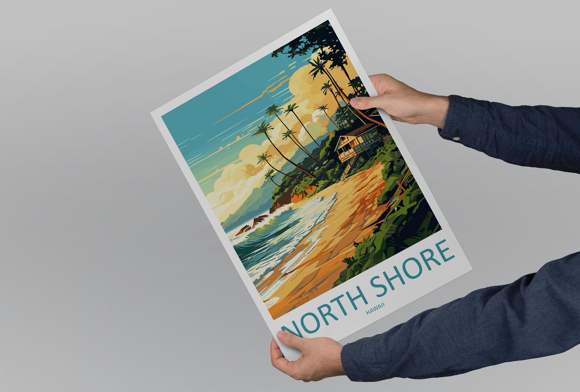 North Shore Travel Print Wall Art North Shore Wall Hanging Home Décor North Shore Gift Art Lovers Hawaii Art Lover Gift Print Artwork