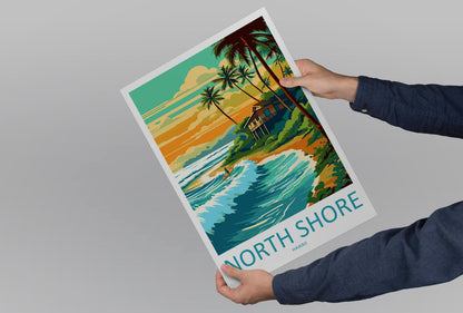 North Shore Travel Print Wall Art North Shore Wall Hanging Home Décor North Shore Gift Art Lovers Hawaii Art Lover Gift Print Artwork