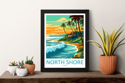 North Shore Travel Print Wall Art North Shore Wall Hanging Home Décor North Shore Gift Art Lovers Hawaii Art Lover Gift Print Artwork