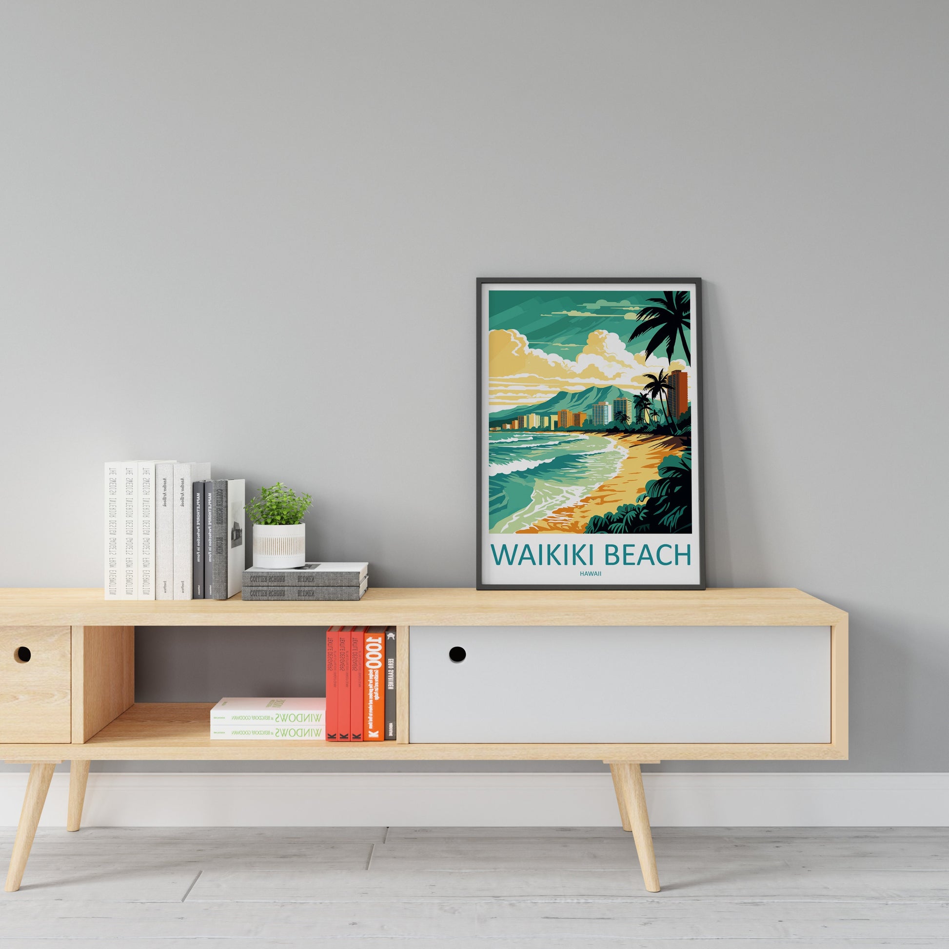 Waikiki Beach Travel Print Wall Art Waikiki Beach Wall Hanging Home Décor Waikiki Beach Gift Art Lovers Hawaii Art Lover Gift Print Artwork