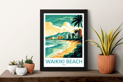 Waikiki Beach Travel Print Wall Art Waikiki Beach Wall Hanging Home Décor Waikiki Beach Gift Art Lovers Hawaii Art Lover Gift Print Artwork