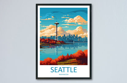 Seattle Travel Print Wall Art Seattle Wall Hanging Home Décor Seattle Gift Art Lovers Washington DC Art Lover Gift Washington DC Travel Art