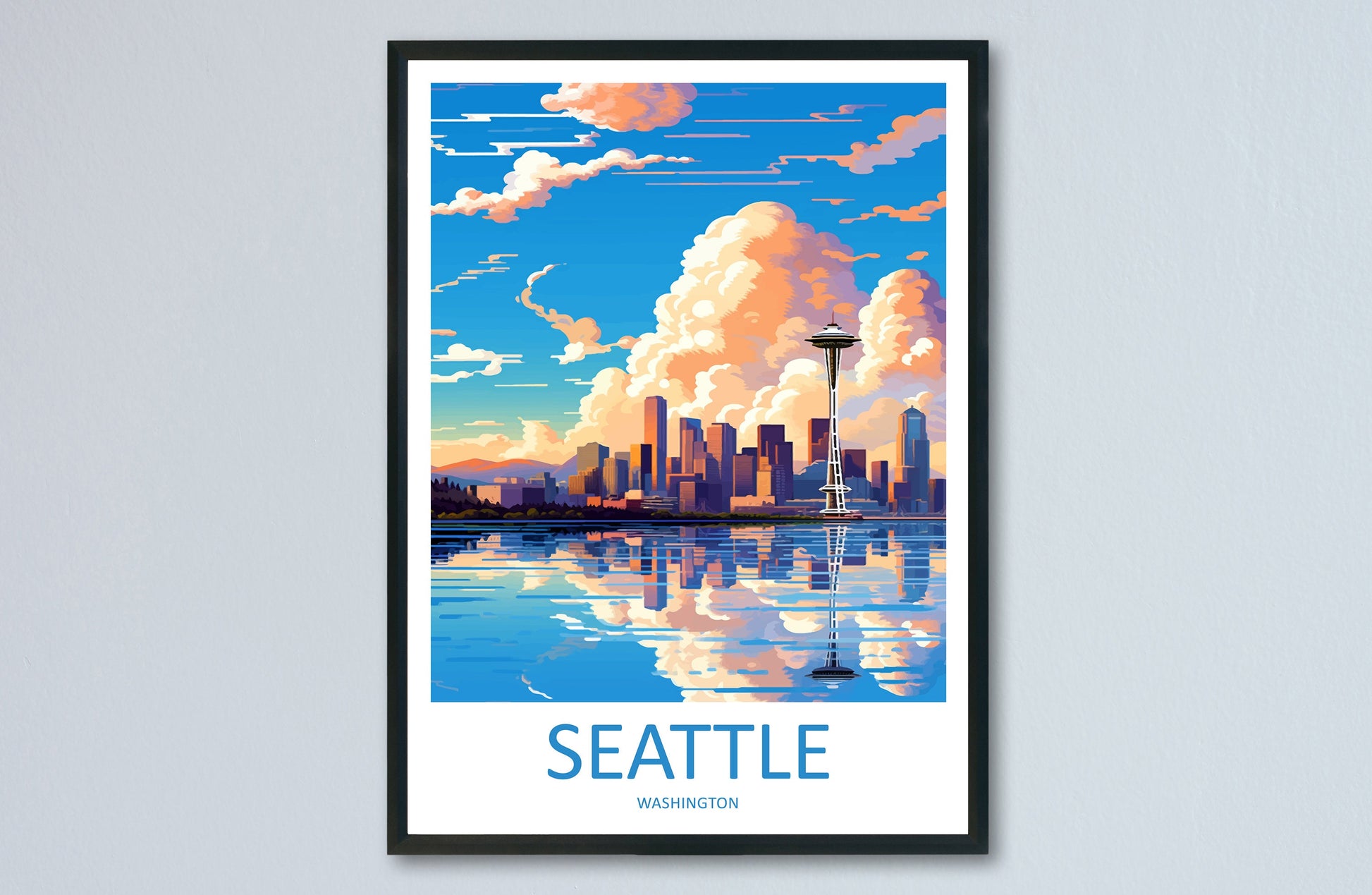 Seattle Travel Print Wall Art Seattle Wall Hanging Home Décor Seattle Gift Art Lovers Washington DC Art Lover Gift Washington DC Travel Art