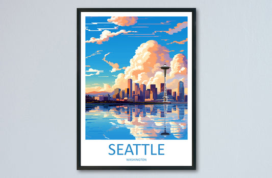 Seattle Travel Print Wall Art Seattle Wall Hanging Home Décor Seattle Gift Art Lovers Washington DC Art Lover Gift Washington DC Travel Art