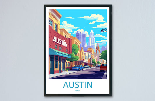 Austin Travel Print Wall Art Austin Wall Hanging Home Décor Austin Gift Art Lovers Texas Art Lover Gift Texas Travel Poster Artwork