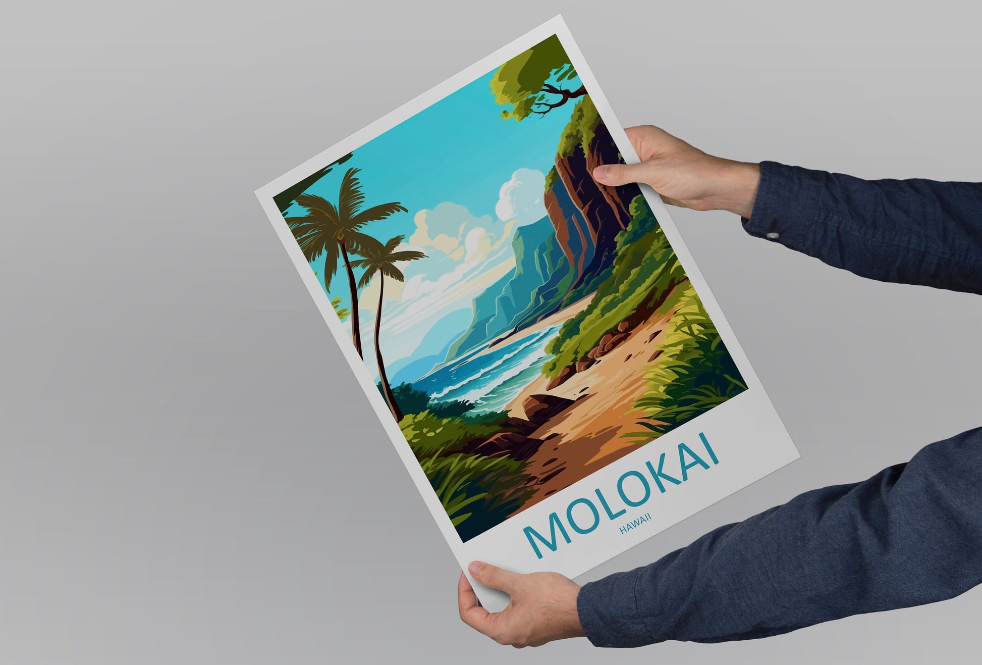 Molokai Travel Print Wall Art Molokai Wall Hanging Home Décor Molokai Gift Art Lovers Hawaii Art Lover Gift Print Artwork