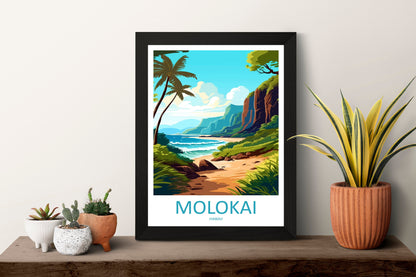 Molokai Travel Print Wall Art Molokai Wall Hanging Home Décor Molokai Gift Art Lovers Hawaii Art Lover Gift Print Artwork