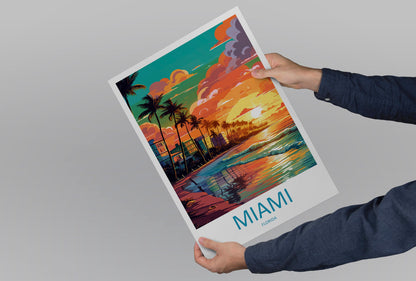 Miami Beach Travel Print Wall Art Miami Beach Wall Hanging Home Décor Miami Beach Gift Art Lovers Florida Art Lover Gift Florida Print