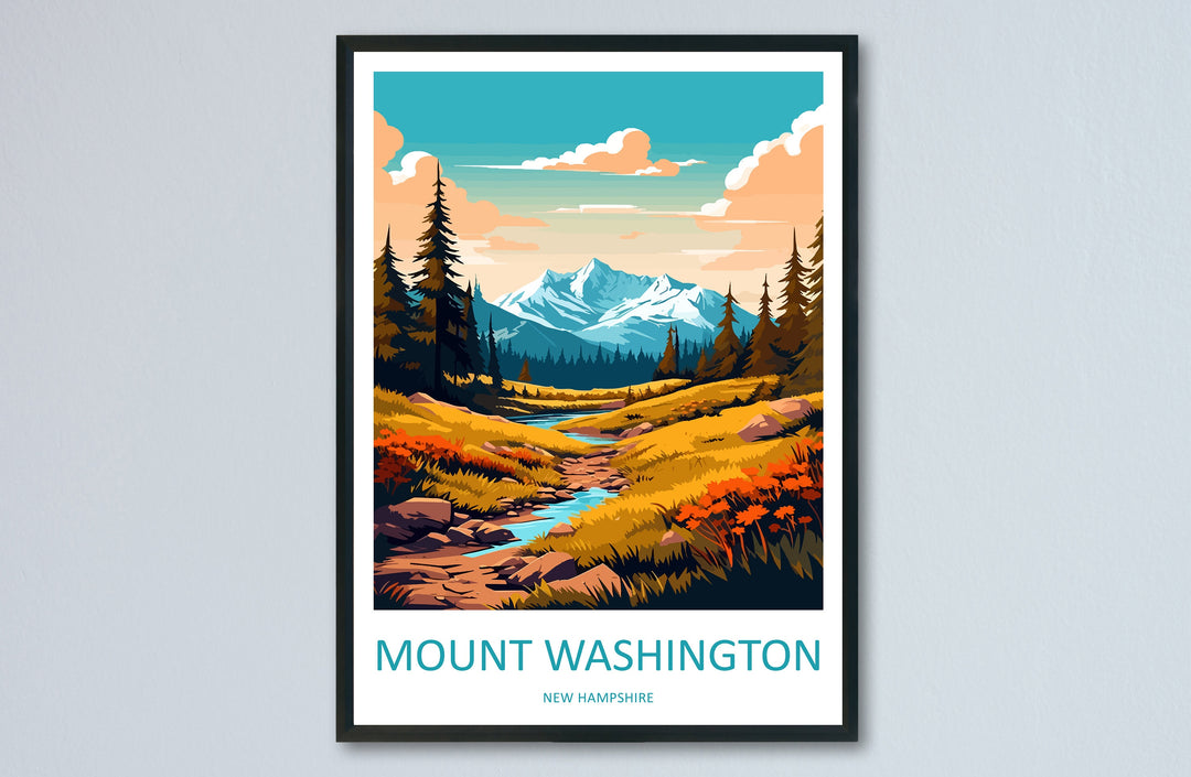 Mount Washington Travel Print Wall Art Mount Washington Wall Hanging Home Décor Mount Washington Gift Art Lovers New Hampshire Art Lover