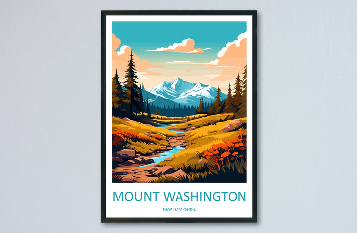 Mount Washington Travel Print Wall Art Mount Washington Wall Hanging Home Décor Mount Washington Gift Art Lovers New Hampshire Art Lover