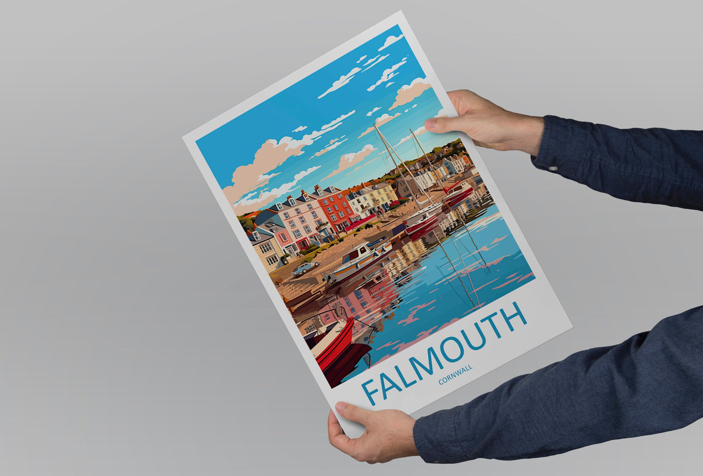 Falmouth Travel Print Wall Art Falmouth Wall Hanging Home Décor Falmouth Gift Art Lovers England Art Lover Gift Falmouth Travel Poster