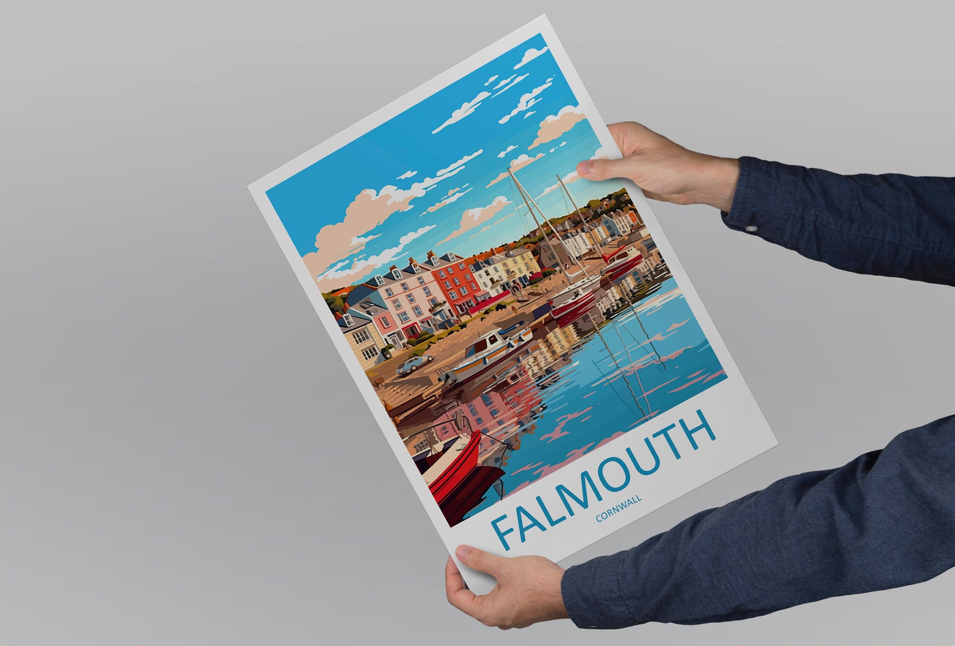 Falmouth Travel Print Wall Art Falmouth Wall Hanging Home Décor Falmouth Gift Art Lovers England Art Lover Gift Falmouth Travel Poster