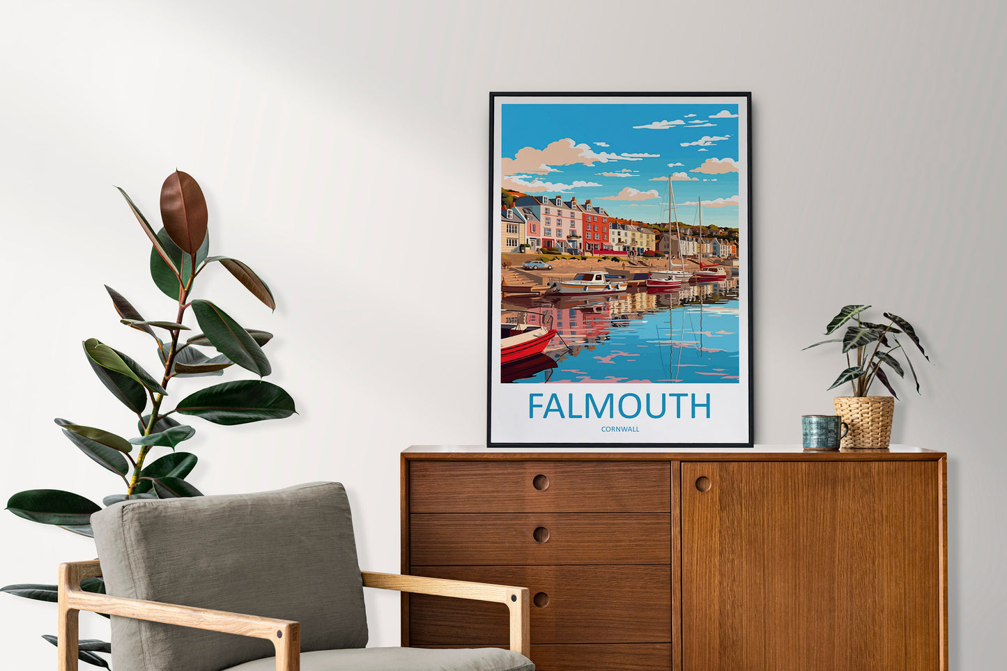 Falmouth Travel Print Wall Art Falmouth Wall Hanging Home Décor Falmouth Gift Art Lovers England Art Lover Gift Falmouth Travel Poster