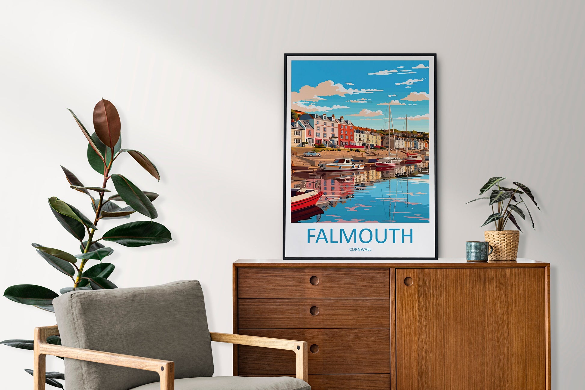 Falmouth Travel Print Wall Art Falmouth Wall Hanging Home Décor Falmouth Gift Art Lovers England Art Lover Gift Falmouth Travel Poster