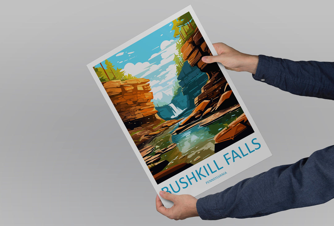 Bushkill Falls Travel Print Wall Art Bushkill Falls Wall Hanging Home Décor Bushkill Falls Gift Art Lovers Pennsylvania Art