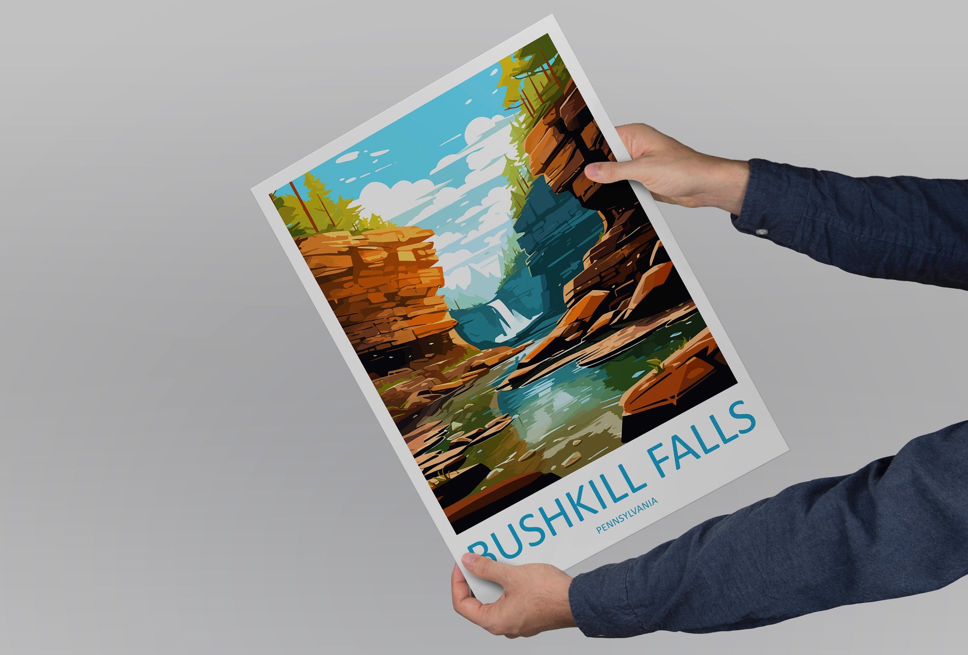 Bushkill Falls Travel Print Wall Art Bushkill Falls Wall Hanging Home Décor Bushkill Falls Gift Art Lovers Pennsylvania Art