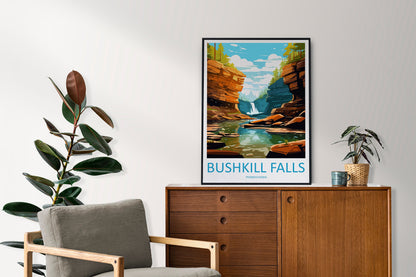 Bushkill Falls Travel Print Wall Art Bushkill Falls Wall Hanging Home Décor Bushkill Falls Gift Art Lovers Pennsylvania Art