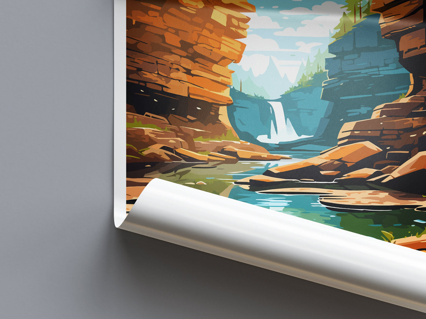 Bushkill Falls Travel Print Wall Art Bushkill Falls Wall Hanging Home Décor Bushkill Falls Gift Art Lovers Pennsylvania Art