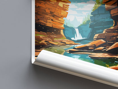 Bushkill Falls Travel Print Wall Art Bushkill Falls Wall Hanging Home Décor Bushkill Falls Gift Art Lovers Pennsylvania Art