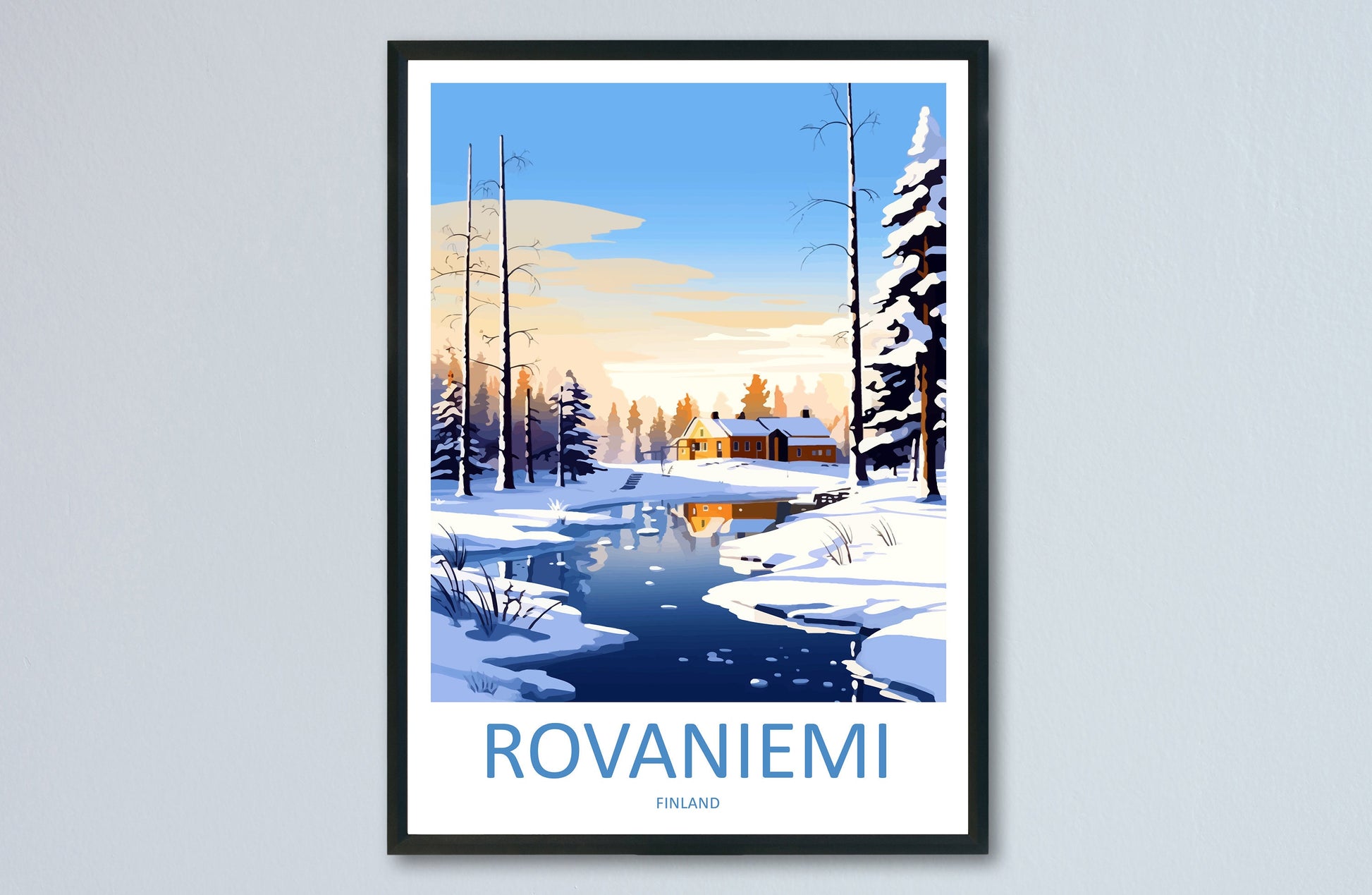 Rovaniemi Travel Print Wall Art Rovaniemi Wall Hanging Home Decor Rovaniemi Gift Art Lovers Wall Art Print Art Finland Wall Print