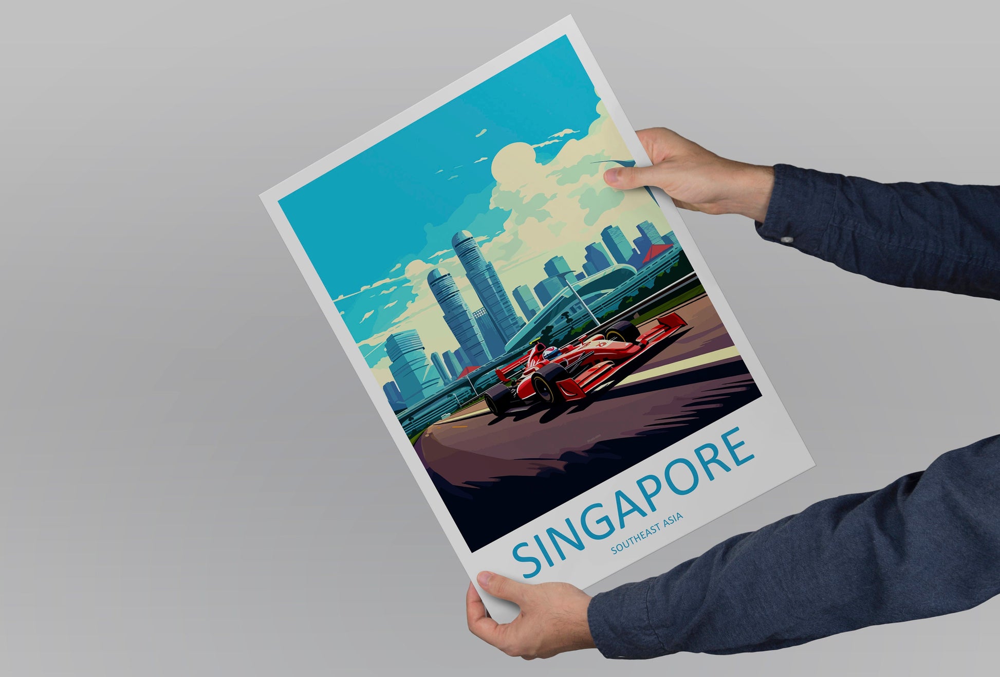 Singapore Travel Print Wall Decor Singapore Circuit Poster Motorsport Travel Print Art Print Racing Illustration Singapore Race car Art