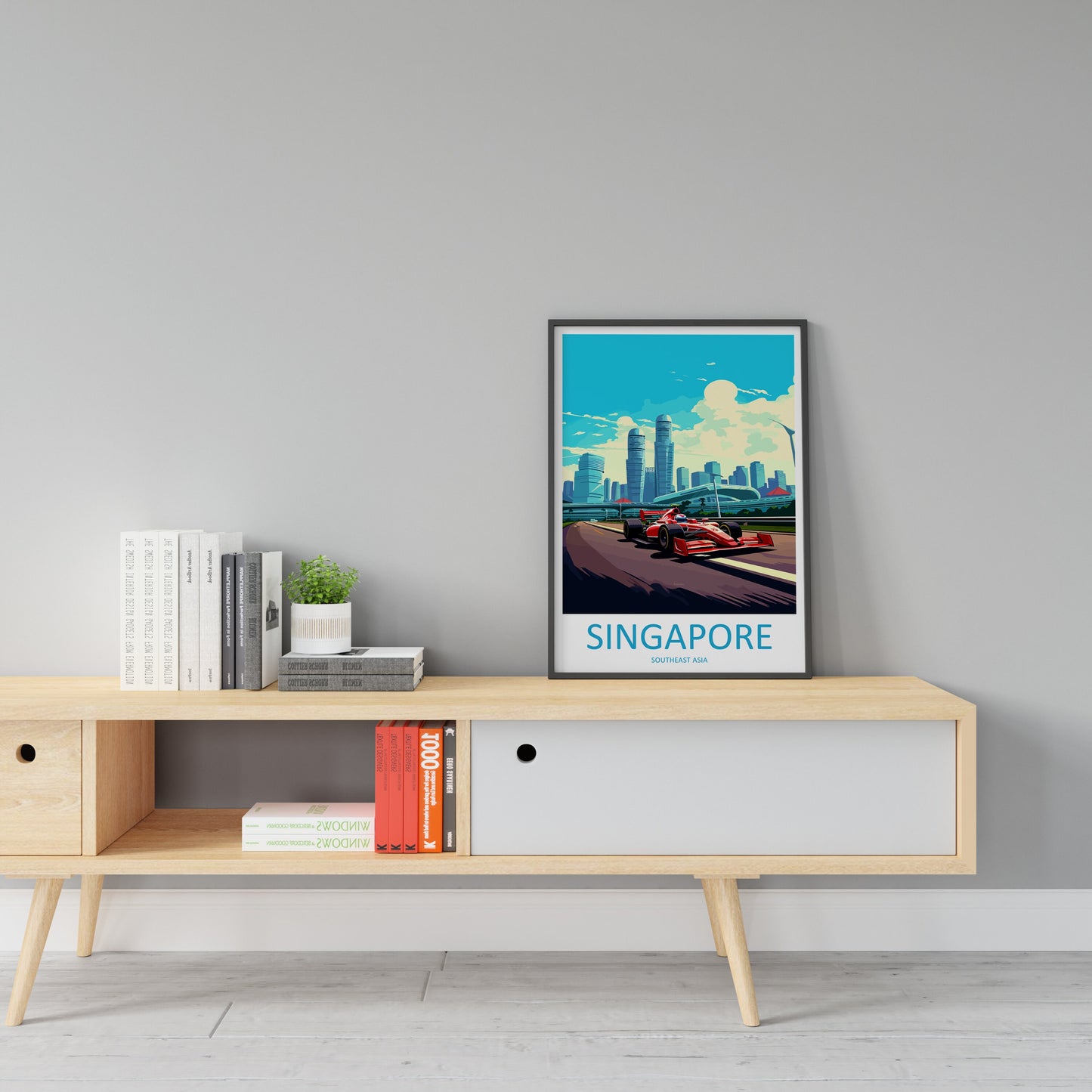 Singapore Travel Print Wall Decor Singapore Circuit Poster Motorsport Travel Print Art Print Racing Illustration Singapore Race car Art