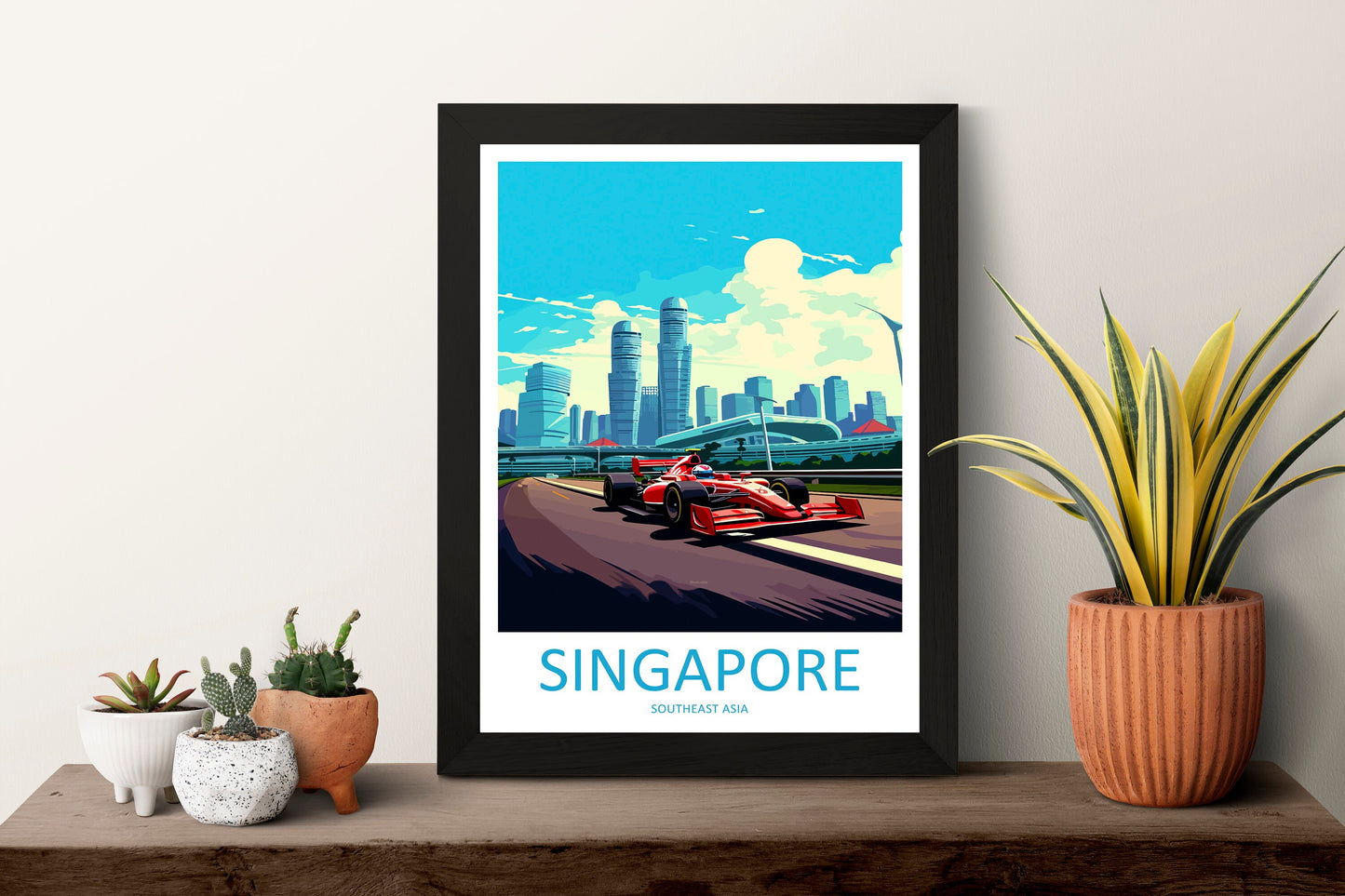 Singapore Travel Print Wall Decor Singapore Circuit Poster Motorsport Travel Print Art Print Racing Illustration Singapore Race car Art