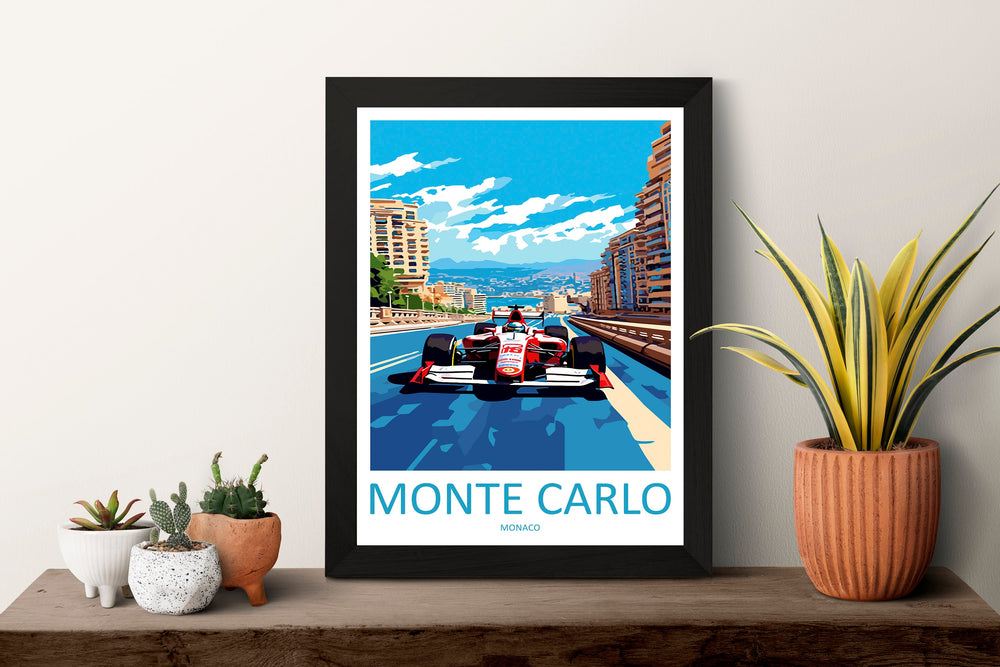 Monte Carlo Travel Print Wall Decor Monte Carlo Circuit Poster Motorsport Travel Print Art Print Racing Illustration Monaco Race Travel Art