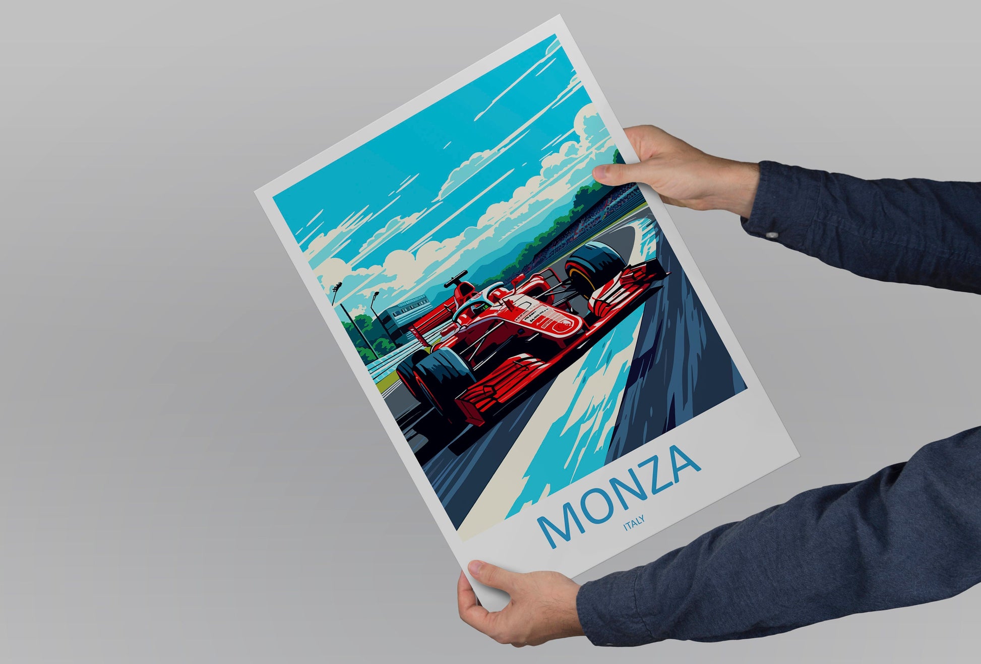 Monza Travel Print Wall Decor Monza Circuit Poster Motorsport Travel Print Art Print Racing Illustration Italy Race car Travel Art