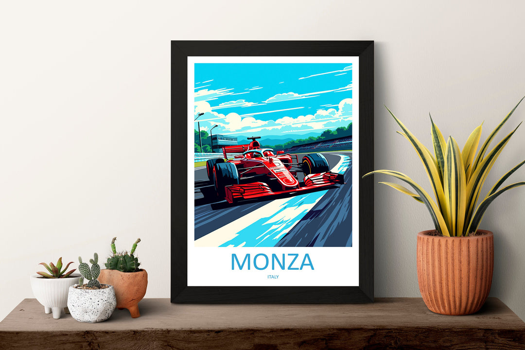 Monza Travel Print Wall Decor Monza Circuit Poster Motorsport Travel Print Art Print Racing Illustration Italy Race car Travel Art