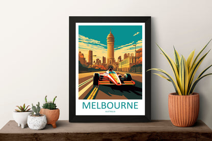 Melbourne Travel Print Wall Decor Melbourne Circuit Poster Motorsport Travel Print Art Print Racing Illustration Australia Race Travel Art