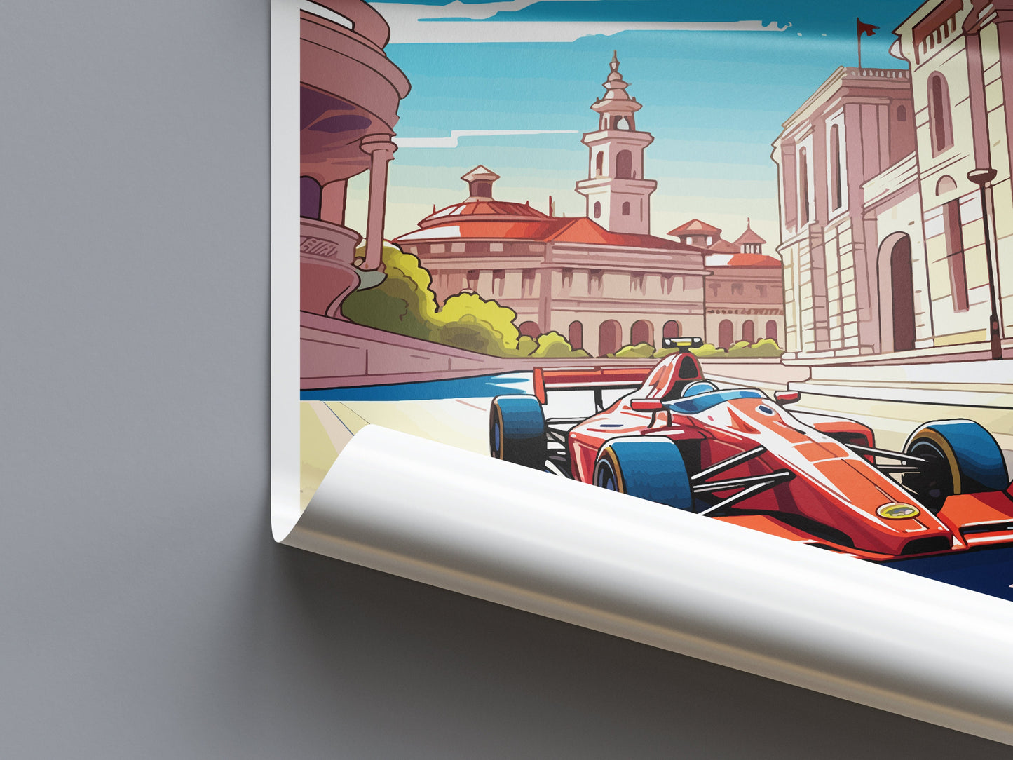 Barcelona Travel Print Wall Decor Barcelona Circuit Poster Motorsport Travel Print Art Print Racing Illustration Spain Race car Travel Art