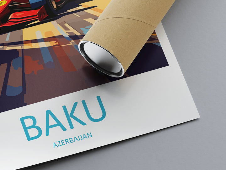 Baku Travel Print Wall Decor Baku Circuit Poster Motorsport Travel Print Art Print Racing Illustration Azerbaijan Race car Travel Art