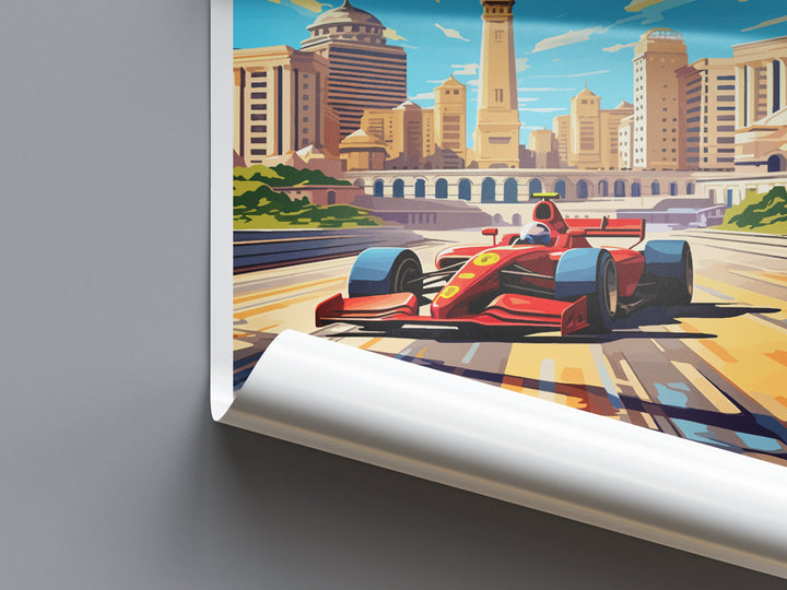 Baku Travel Print Wall Decor Baku Circuit Poster Motorsport Travel Print Art Print Racing Illustration Azerbaijan Race car Travel Art