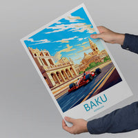 Baku Travel Print Wall Decor Baku Circuit Poster Motorsport Travel Print Art Print Racing Illustration Azerbaijan Race car Travel Art