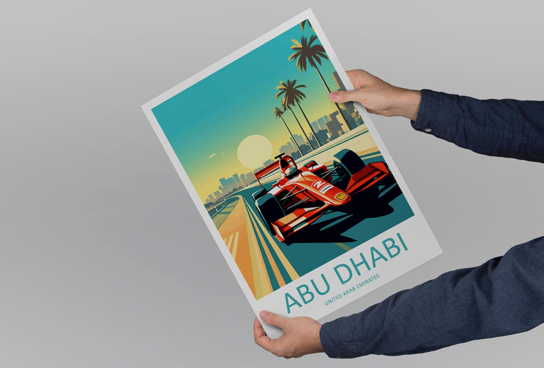 Abu Dhabi Travel Print Wall Decor Abu Dhabi Circuit Poster Motorsport Travel Print Art Print Racing Illustration UAE Race car Travel Art