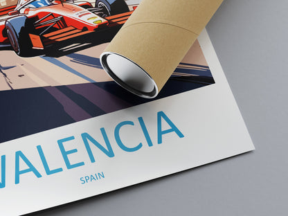Valencia Travel Print Wall Decor Valencia Circuit Poster Motorsport Travel Print Art Print Racing Illustration Spain Race car Travel Art