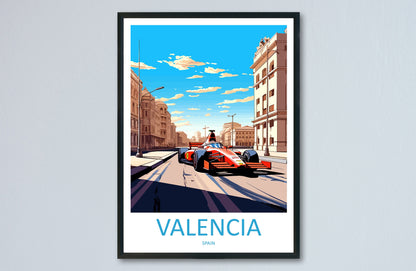 Valencia Travel Print Wall Decor Valencia Circuit Poster Motorsport Travel Print Art Print Racing Illustration Spain Race car Travel Art