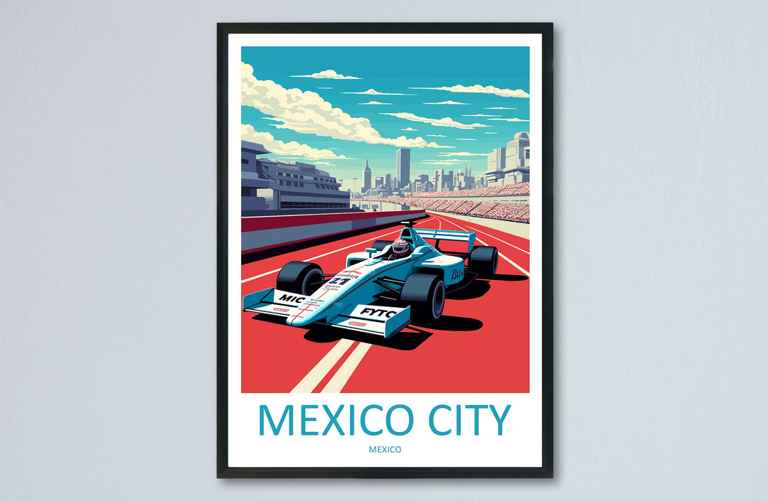 Mexico City Travel Print Wall Decor Mexico City Circuit Poster Motorsport Travel Print Art Print Racing Illustration Mexico Race car Art